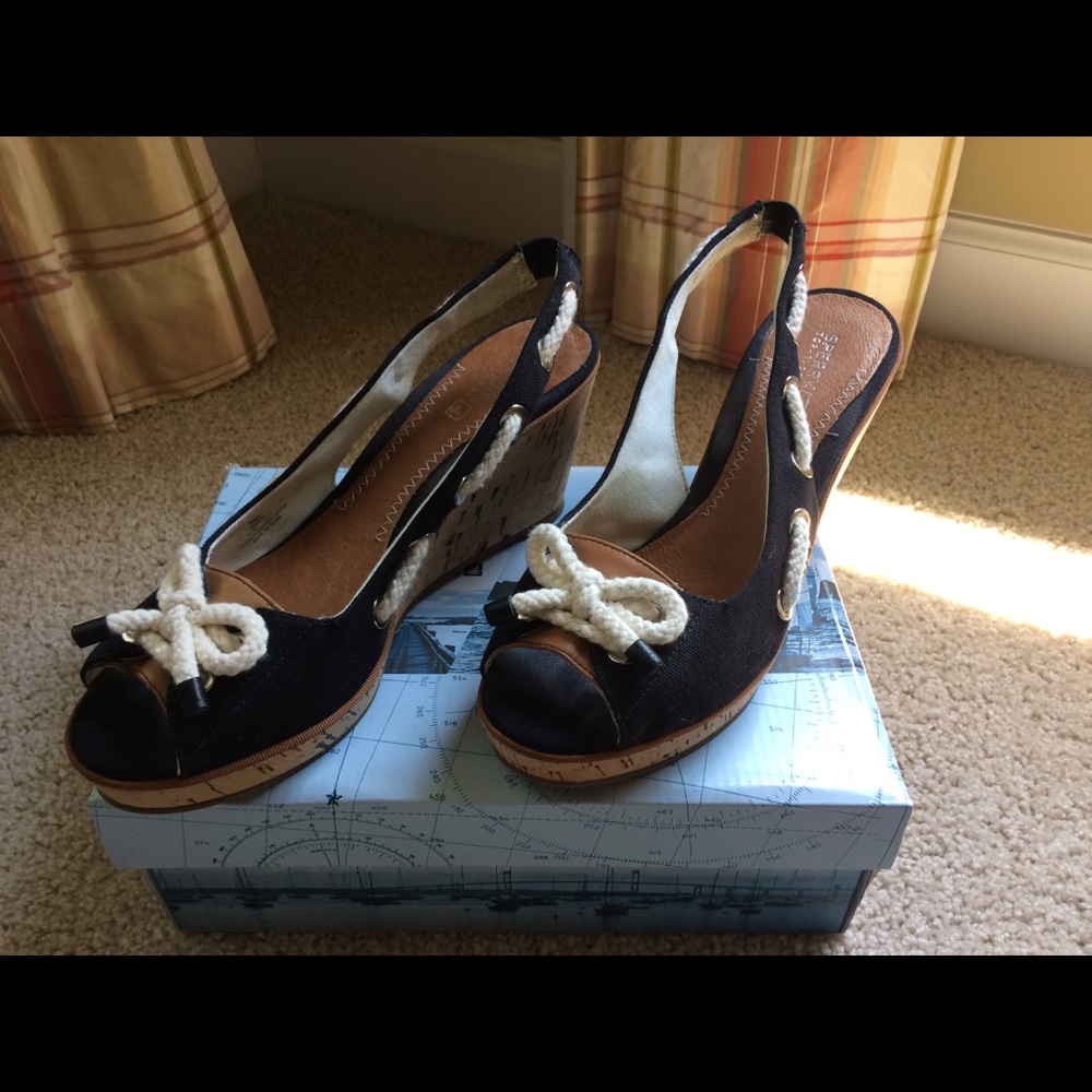 Sperry Southport Canvas Peep-toe Wedge